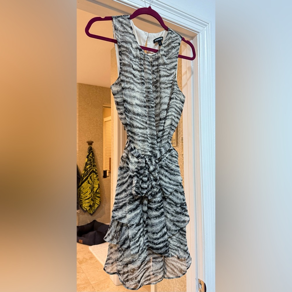 Express Black and White Zebra-Print Mini Dress
